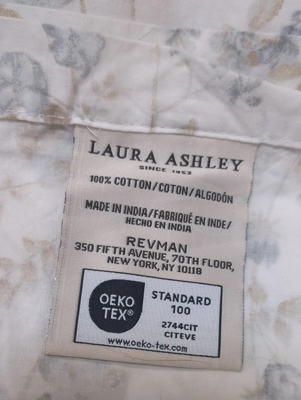 Laura Ashley Full Flat Sheet 2 Pillowcases 3 Piece Blue Floral Cottagecore Cotto